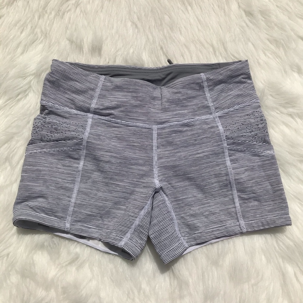 Lululemon Lite Gray White Stripe Boogie Short